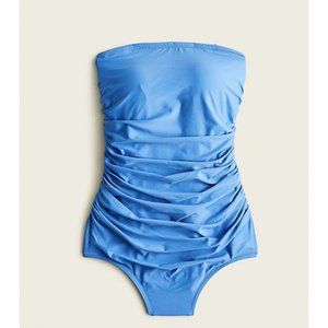 J. Crew $98 Ruched Bandeau One Piece Swimsuit Seacoast Blue Size 20 B6818